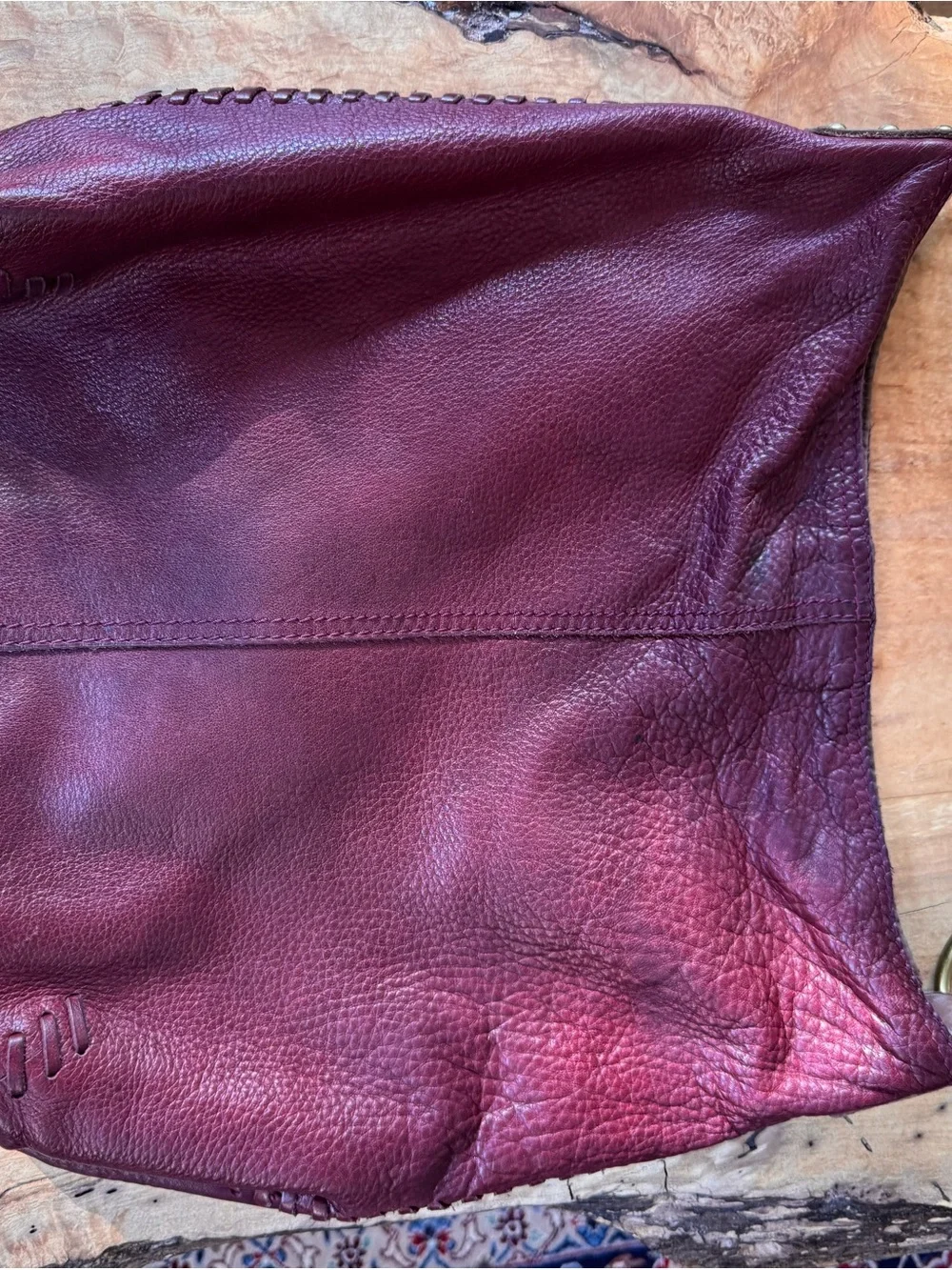 Lucky Brand Burgundy Leather Hobo with Brown Handle